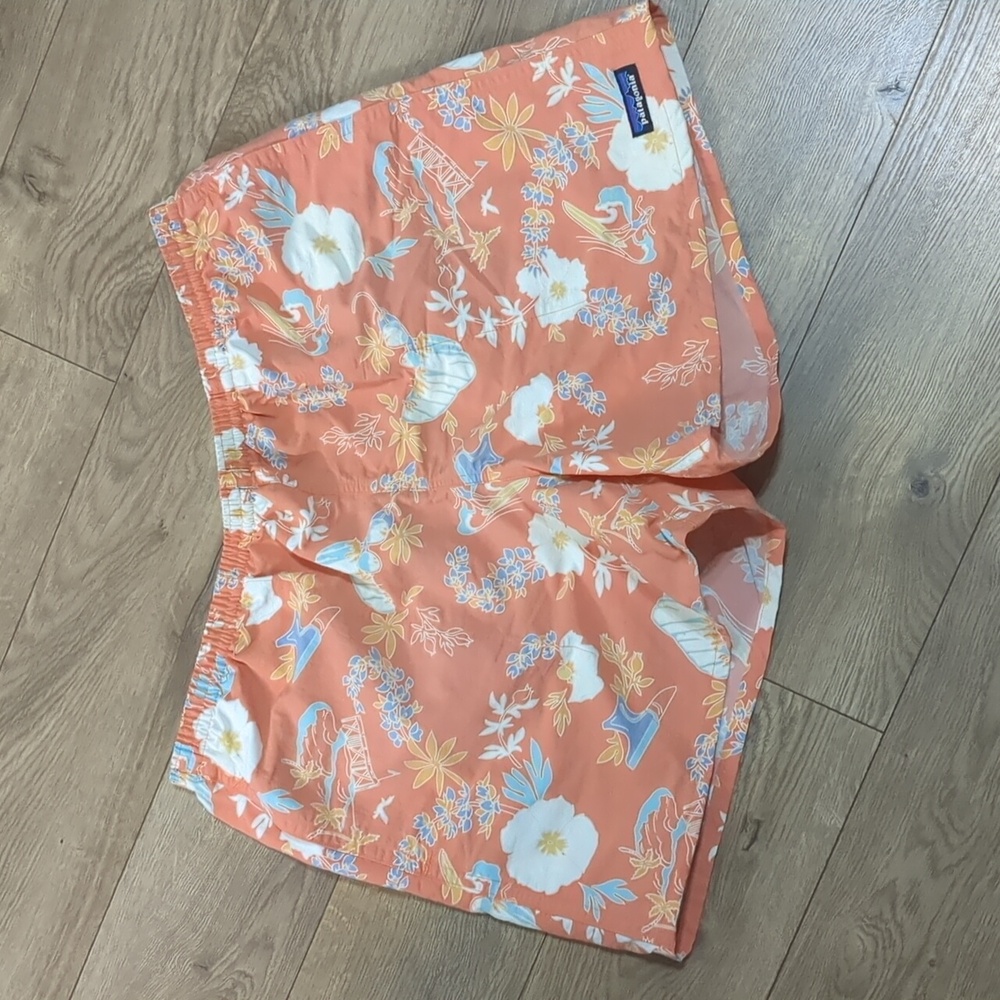 Patagonia Barely Baggy Floral Orange Peach Women's Shorts Swim Size XL
